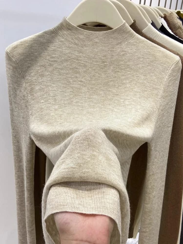 Donna 2026 maglione dolcevita autunno inverno solido maglione casual caldo maglioni moda coreana maglieria strato base top