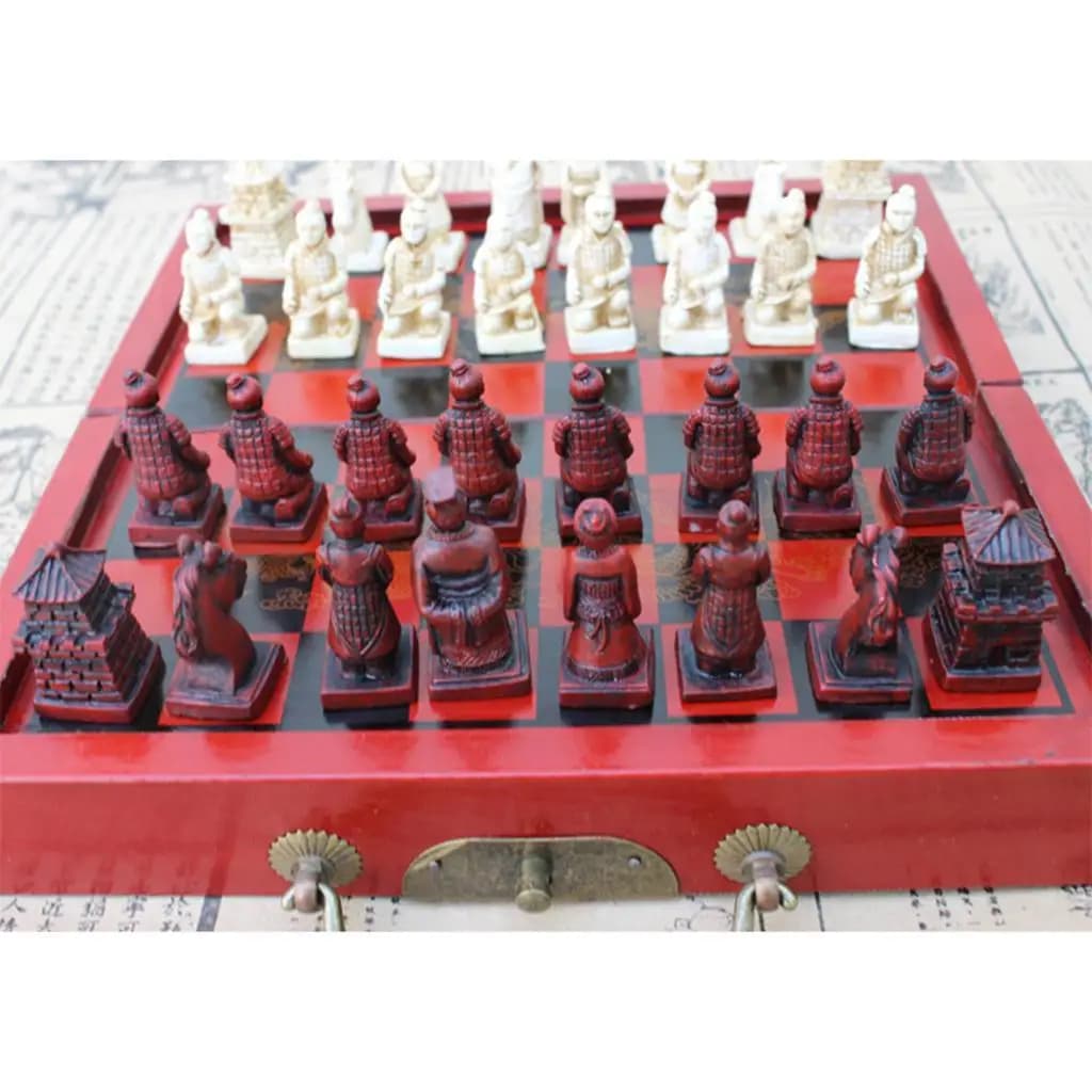 Small Portable Chinese Chess Set Wooden Foldable Board Classic Game for Collectors and Gift Lovers