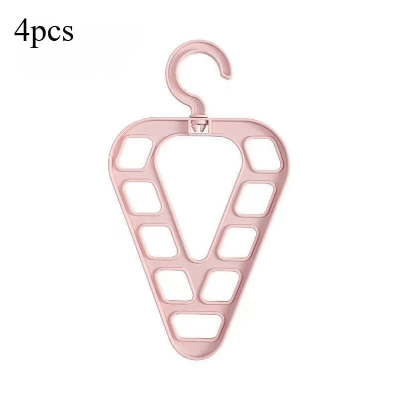 4pcs Multifunctional Rotatable Clothes Hanger, Non-Slip Triangle 9 Holes Plastic Clothes Hanger, Space Saving Folding