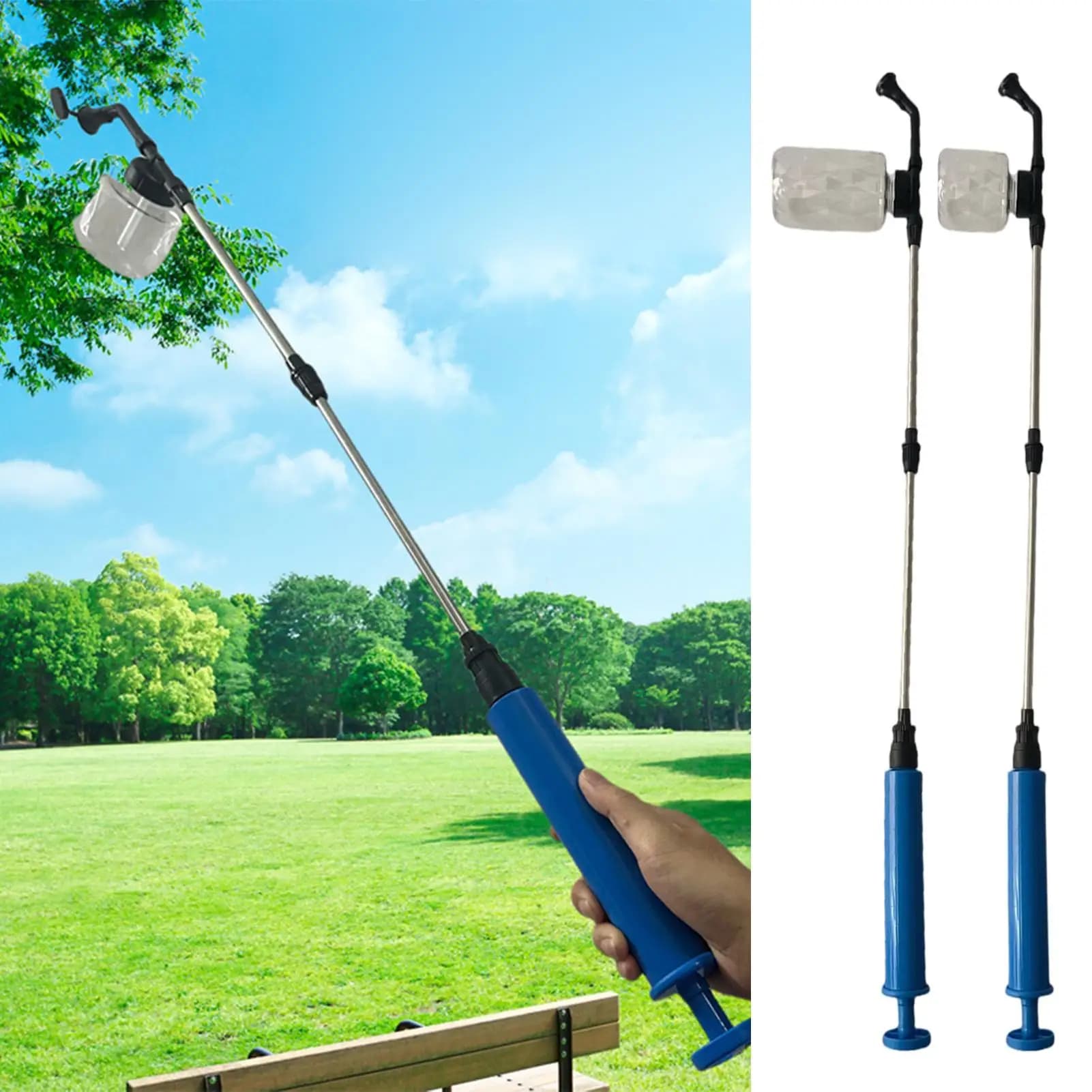 Powder Duster Sprayer Manual Garden Tool with Telescopic Rod Push Pull for Diatomaceous Earth Pollination Greenhouse Agriculture