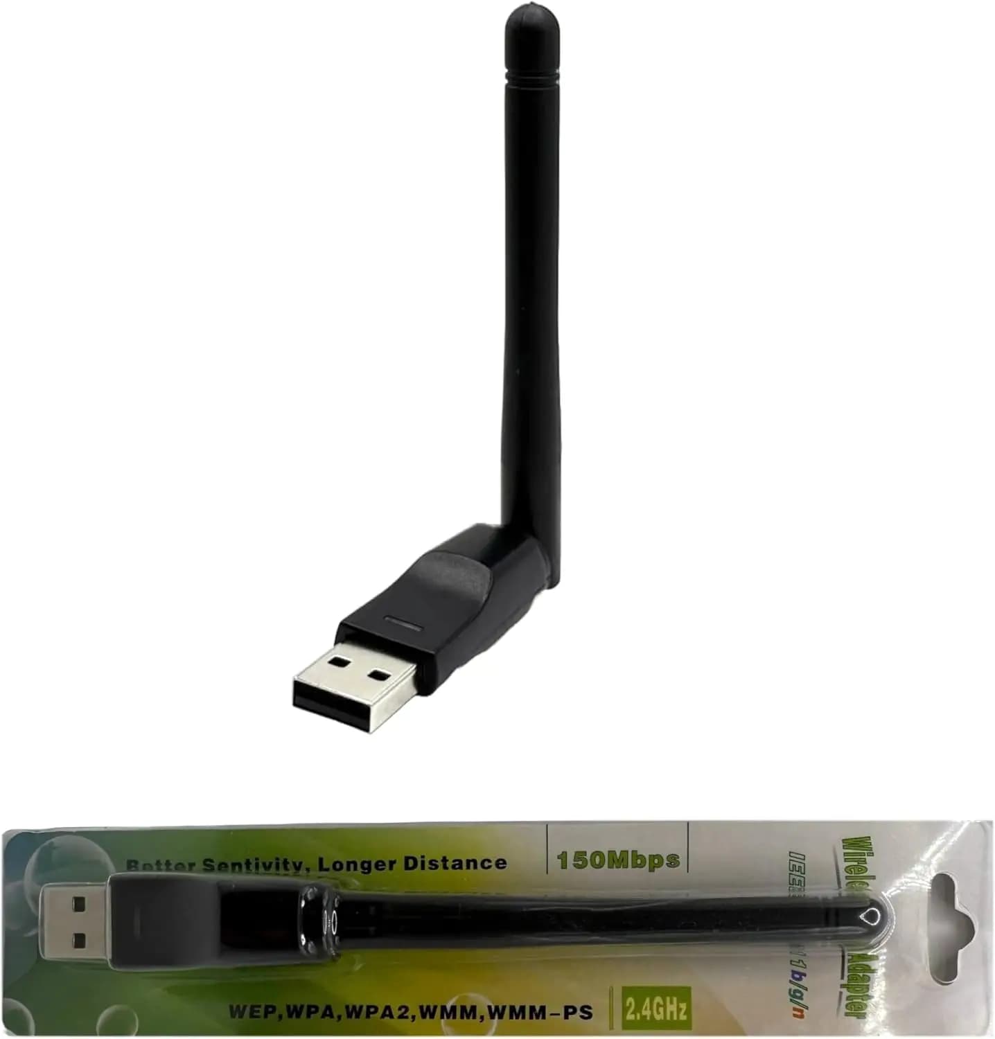 USB WiFi Dongle Adapter 150 Mbps with Gain Antenna – Plug & Play for Linux (Tails, Ubuntu, Debian, Fedora, Mint, Arch) + Windows
