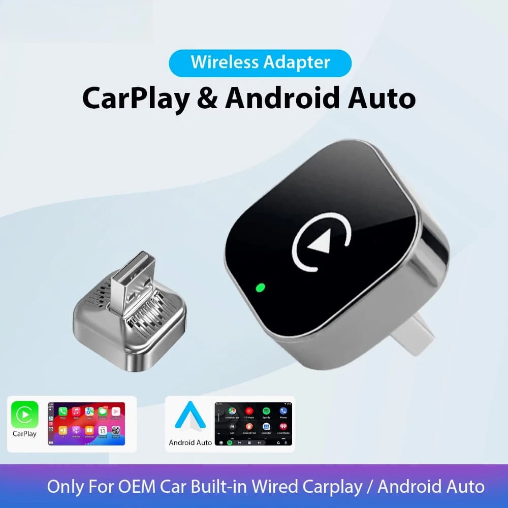 Adattatore Wireless 2 in 1 Pionray 2026 per CarPlay e Android Auto, WiFi 5Ghz, Type-C/USB Plug & Play