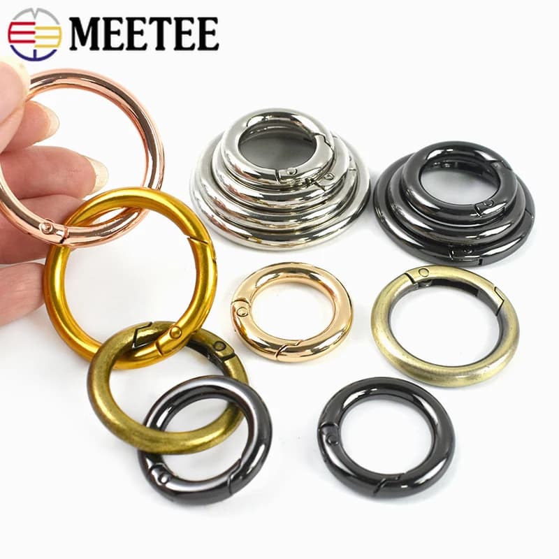 10 Pezzi Anelli a Molla in Metallo da 10-50mm, Moschettoni Apribili, Ganci per Borse, Clip e Accessori Hardware