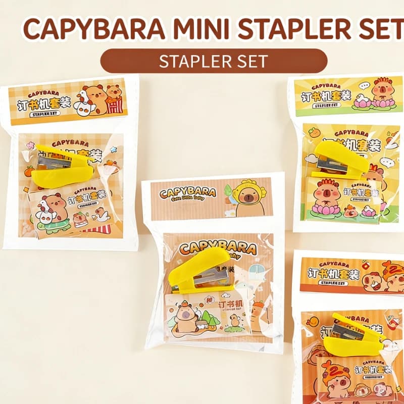 12 pezzi Kapibara Mini cucitrice Set carino carino animale domestico capibara cancelleria studente ufficio cucitrice portatile salva-lavoro