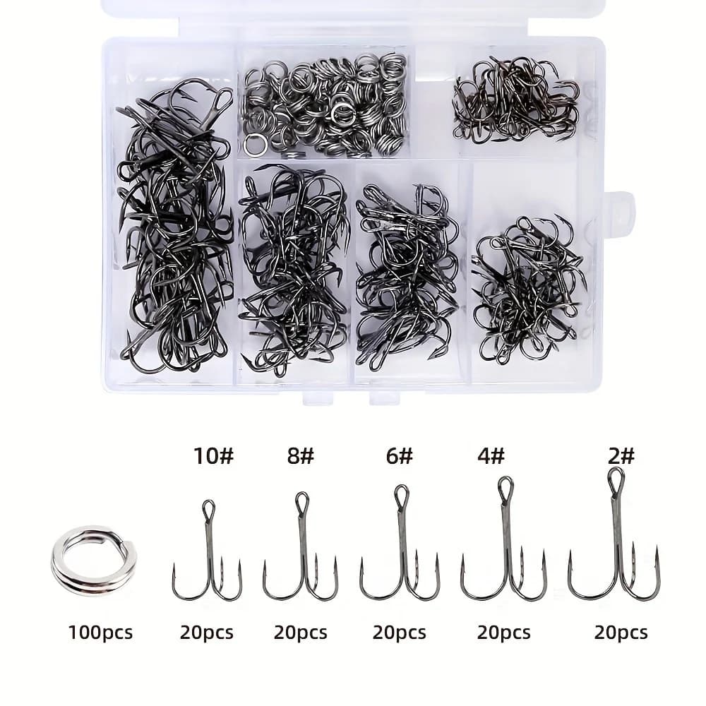 200 Pieces of Triple Fishing Ames with Double Ring Connectors - Stainless Steel Triple Ames Durable for Powder Esche