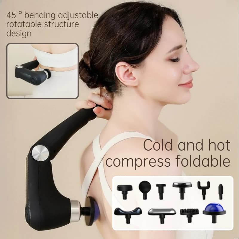 Foldable massage pad with long handle for hot and cold wraps, with different levels of deep muscle relaxation and fitness massage.