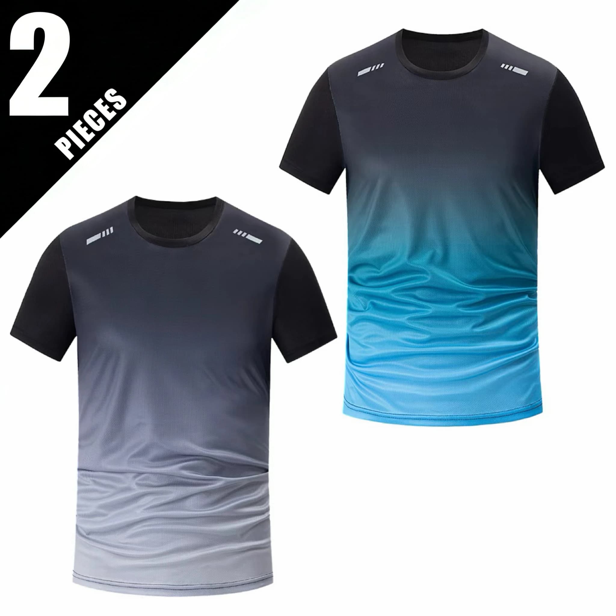 2/4-Pcs Men's Short Sleeved Top Gradient T-shirt For Youth All Season Casual Plus Size Sports Quick Drying Comfortable Trendy