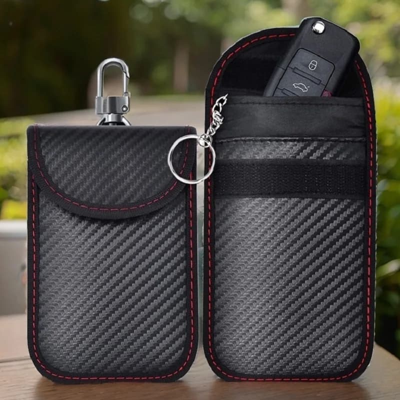 Custodia per chiave per auto in fibra di carbonio RFID Custodia universale per portachiavi per auto Custodia protettiva per segnale mobile Borsa per blocco RFID senza chiave