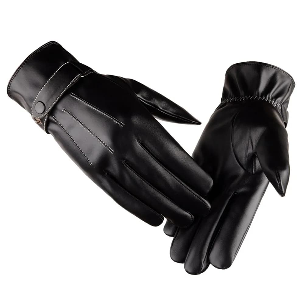 1 paio di guanti invernali neri da uomo, compatibili con touchscreen, a 5 dita, tecnologici, caldi, con fodera spessa, per guida e moto