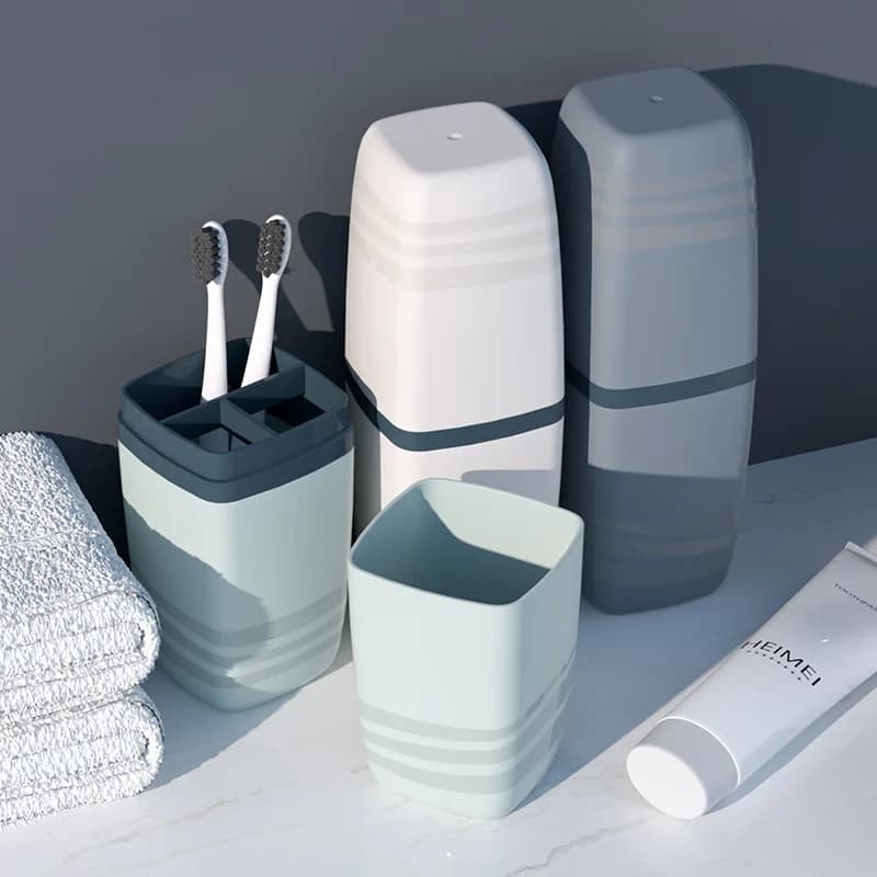 Tazza per spazzolino portatile da viaggio Porta dentifricio da bagno Custodia per scatola Organizzatore Articoli da toeletta Tazza per riporre i denti da viaggio