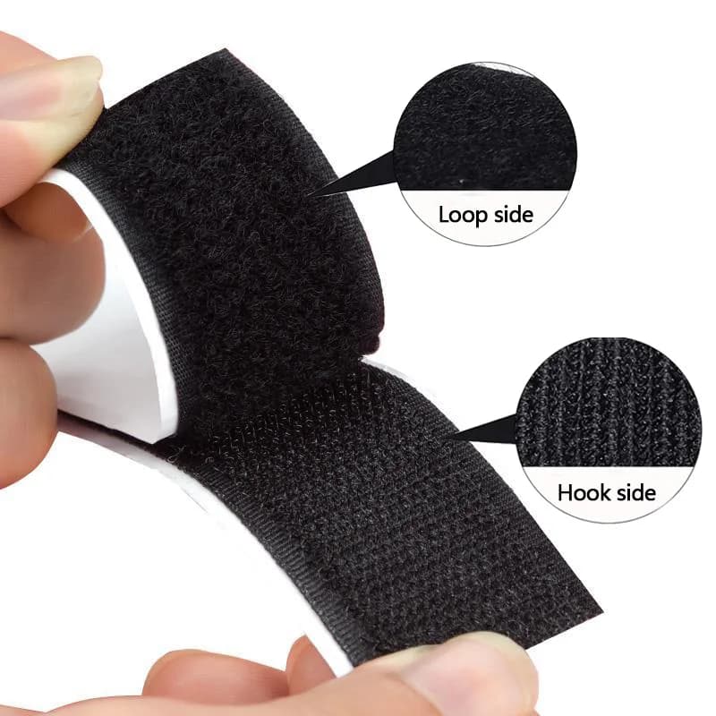 1/2/3M 20-50mm Black White Strong Self Adhesive Fastener Hook and Loop Strips with Glue Double-Side Mounting Tapes for DIY Craft