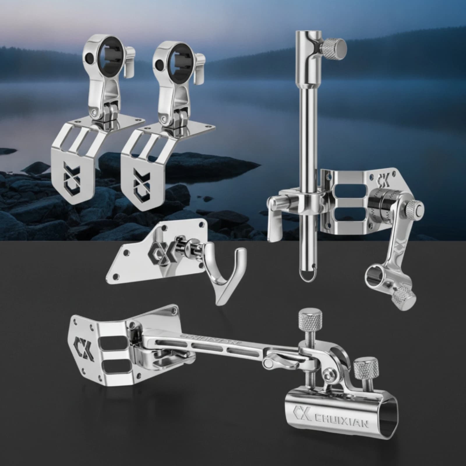 5 Pieces Fishing Box Accessory Kit Adjustable Rod Holder with Bracket Fishing Box Brackets Heavy-Duty Organizer Rust-Resistant