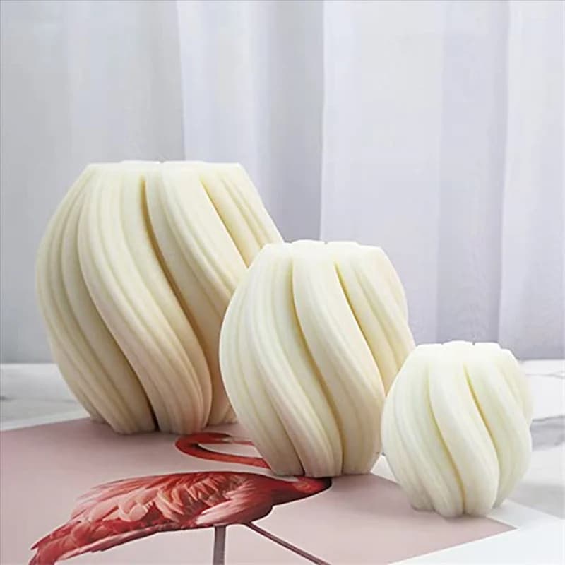 ABYS-3 pezzi Stampo per candele a pilastro geometrico Stampi per candele in silicone 3D Stampi in silicone intrecciati a onda irregolare per candele