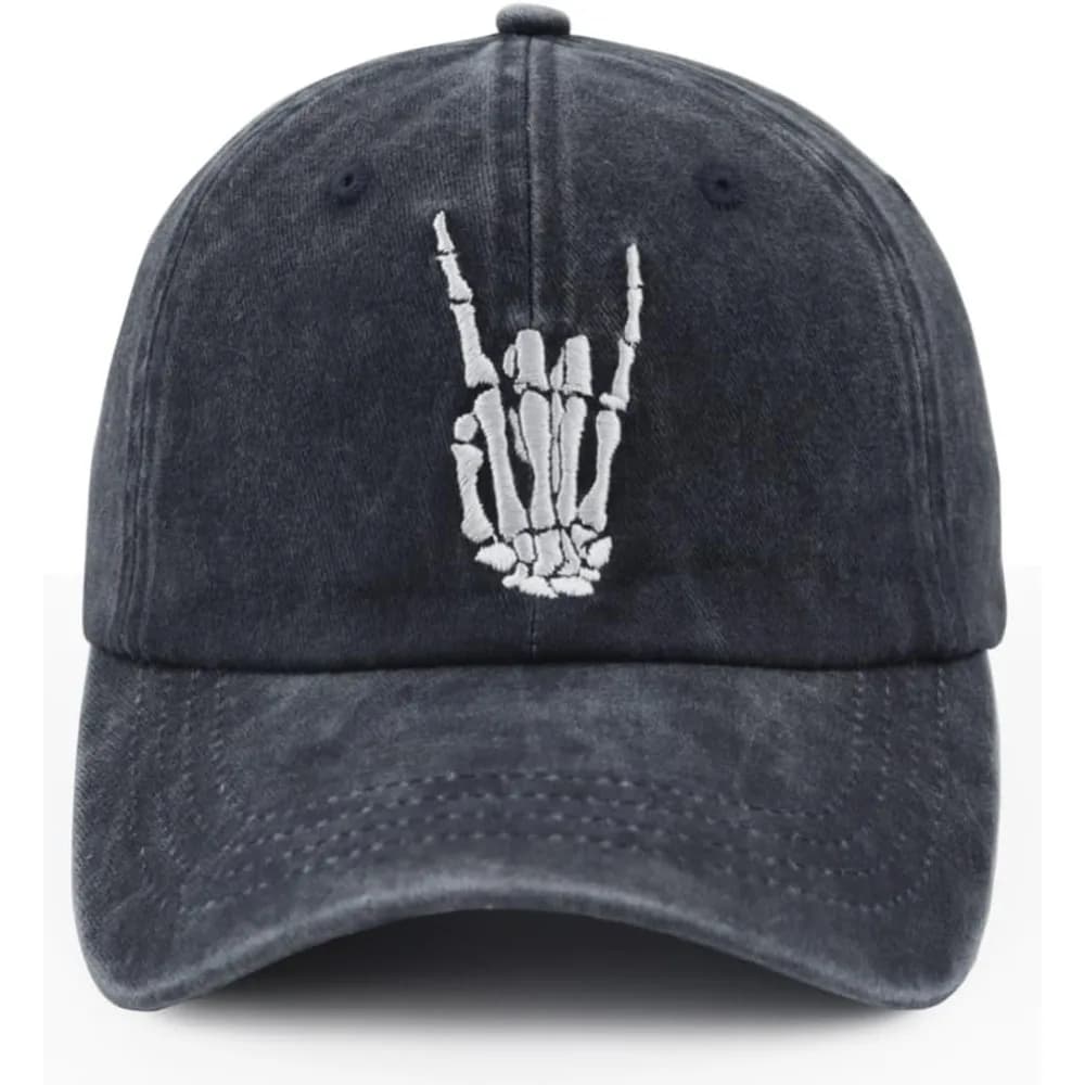 Women's Skeleton Hand Hat, Baseball Cap with Embroidered Adjustable Cotton Tip