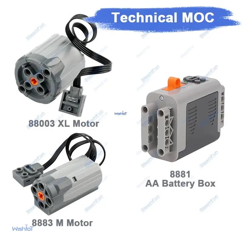 Funzioni di Alimentazione: Motore M 8883, Motore XL 8882, Scatola Batterie AA 8881, Blocchi Tecnologici MOC PF per Costruzione di Robot High-Tech
