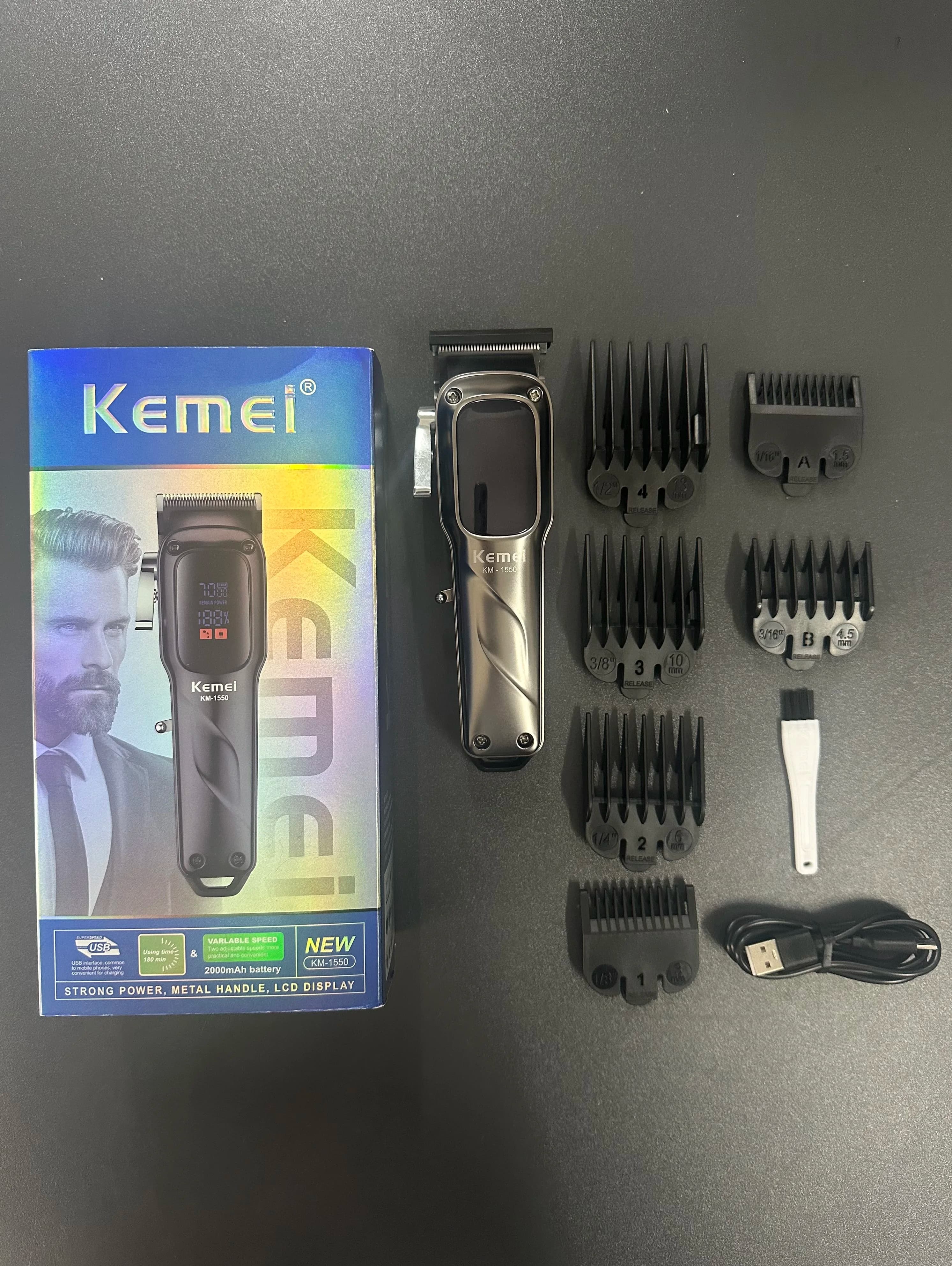 KEMEI km-1550 Nuovo Design Tagliacapelli Ricaricabile Professionale Elettrico per Uso Commerciale