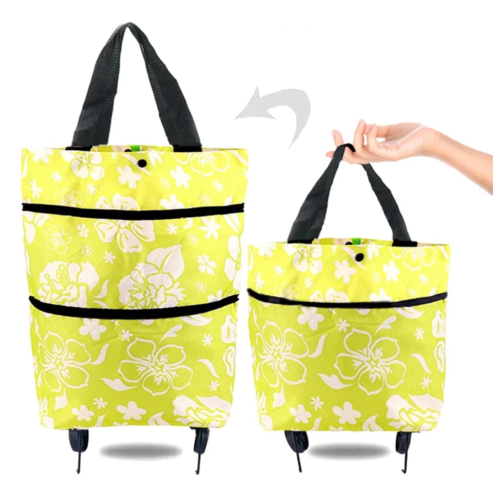 Foldable Shopping Bags with Wheels Trolley Bags Reusable Foldable Oxford Fabric For Daily Shopping Camping Beach Laundry