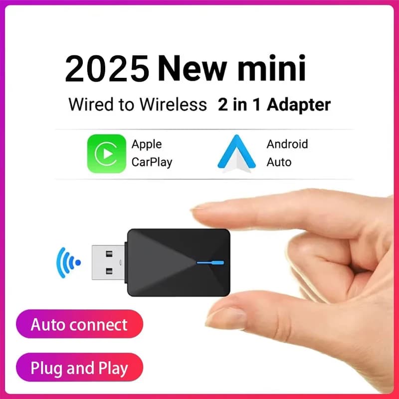 2in1 cablato a CarPlay wireless e Android Auto Mini CarPlay Box 5GHz WiFi5 Plug and Play Bluetooth WiFi Connect