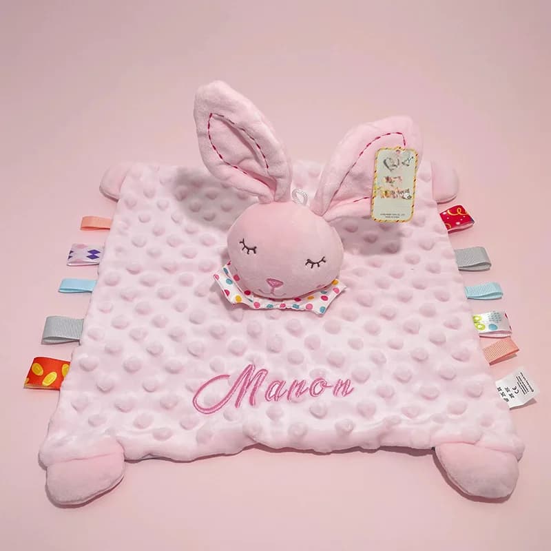 Coperta di sicurezza personalizzata per elefante per bambini, trapunta in cotone organico con regalo per la doccia infantile con massaggiagengive in silicone