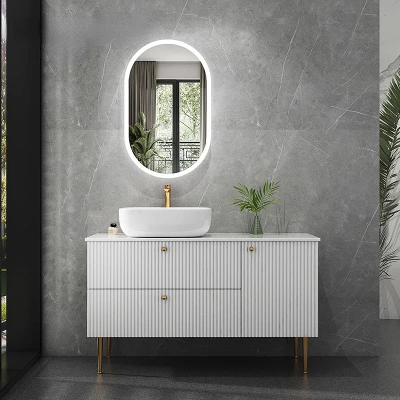 Bathroom Vanity with Sink Combo, Single Sink Bathroom Vanity with High Gloss Wood Grain, Modern Top Sink Bathroom Vanity