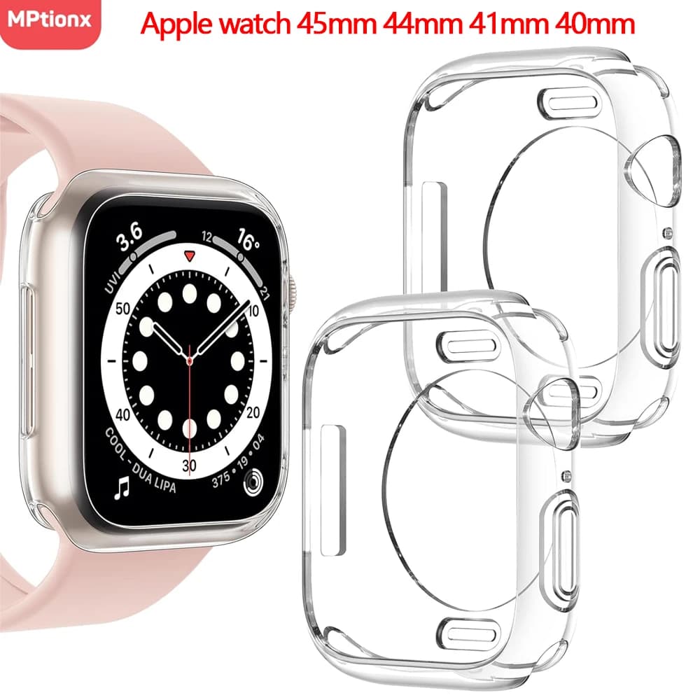 Custodia per Apple Watch 44mm 45mm 41mm 40mm Nessuna protezione schermo Cover paraurti completa in TPU serie iwatch 9 8 7 SE 6 5 4 Accessori