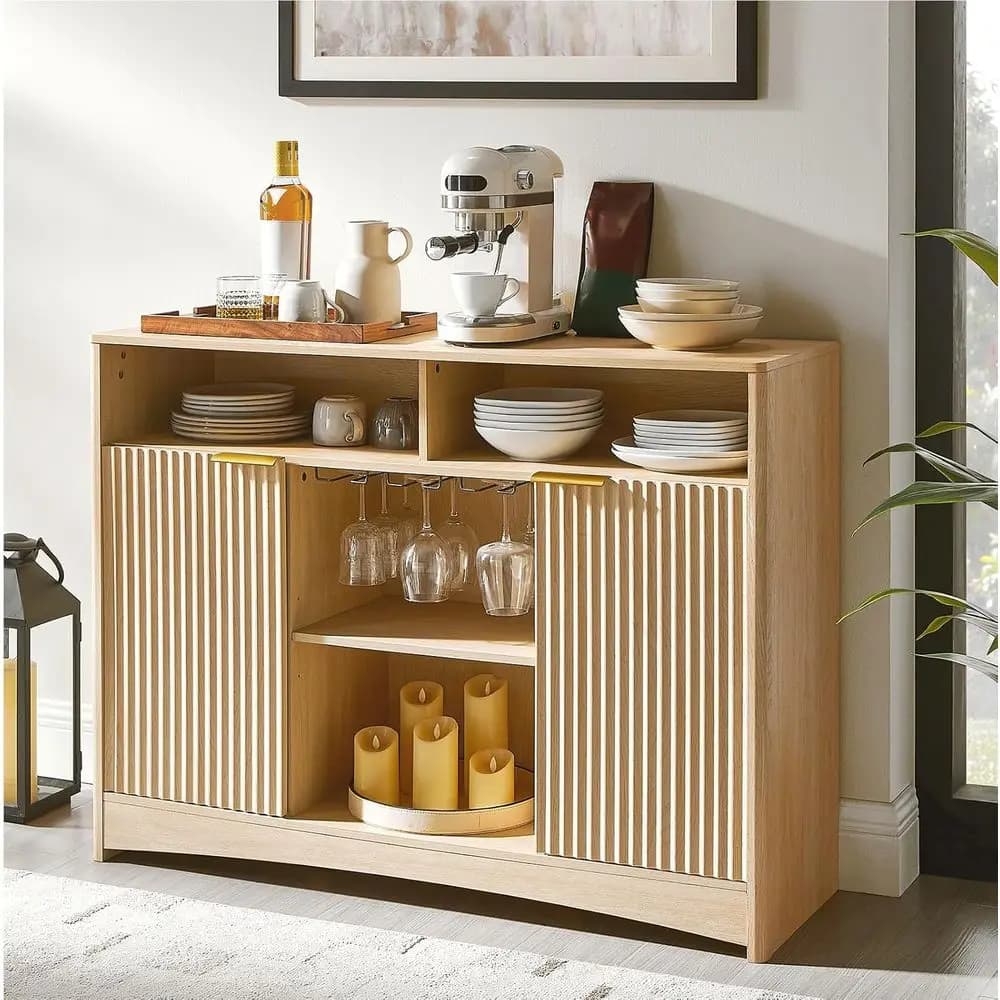 Credenza 47.2 con Portabicchieri, Ripiani Regolabili, Mobile Contenitore per Cucina, Ingresso, Sala da Pranzo, Home Bar, Contiene 200 bicchieri