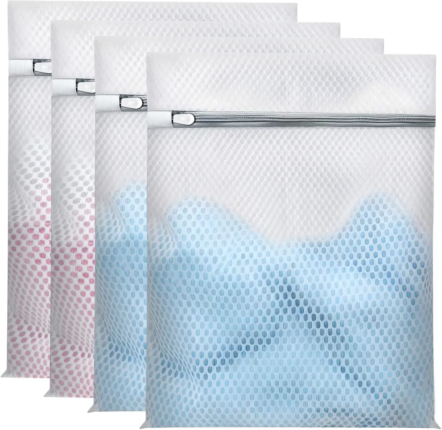 Sacchi per bucato a nido d'ape migliorati per capi delicati, extra resistenti con cerniere robuste, proteggono i vestiti, confezione da 4, 12x16 pollici