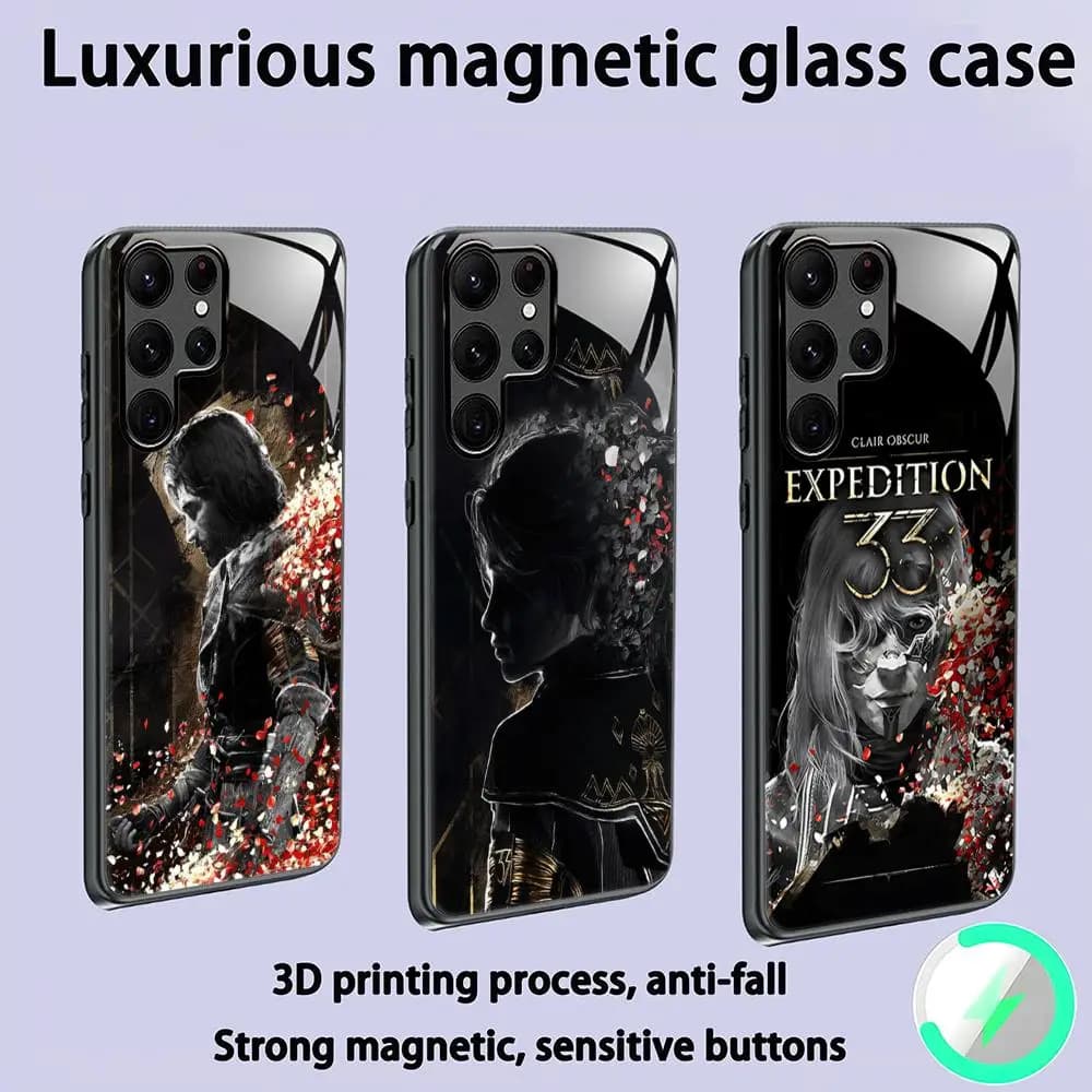 Clair Obscur Expedition 33 Phone Case For Samsung S25 S24 S23 S22 S21 S20 Plus Ultra Note20 Glass Magnetic Case