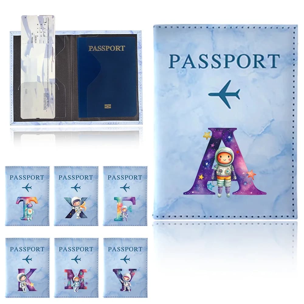 Custodia Protettiva Impermeabile per Passaporto in Pelle PU, Porta Passaporto da Viaggio, Accessori per Viaggi in Aereo, Serie Astronauta
