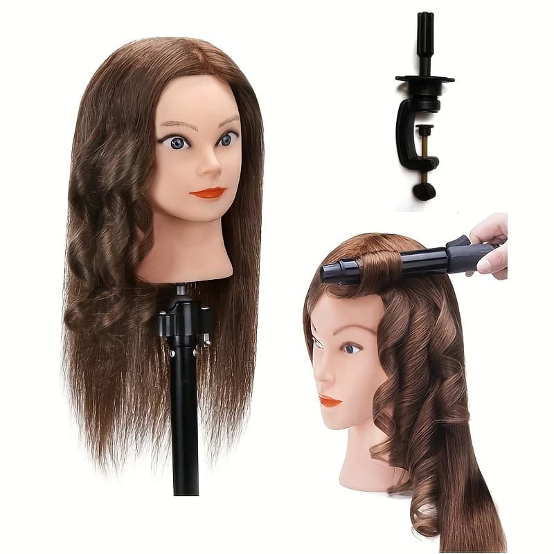 Testa di bambola modello di bellezza per capelli veri al 100% Testa di formazione per parrucchieri per esercitarsi nello styling dei capelli