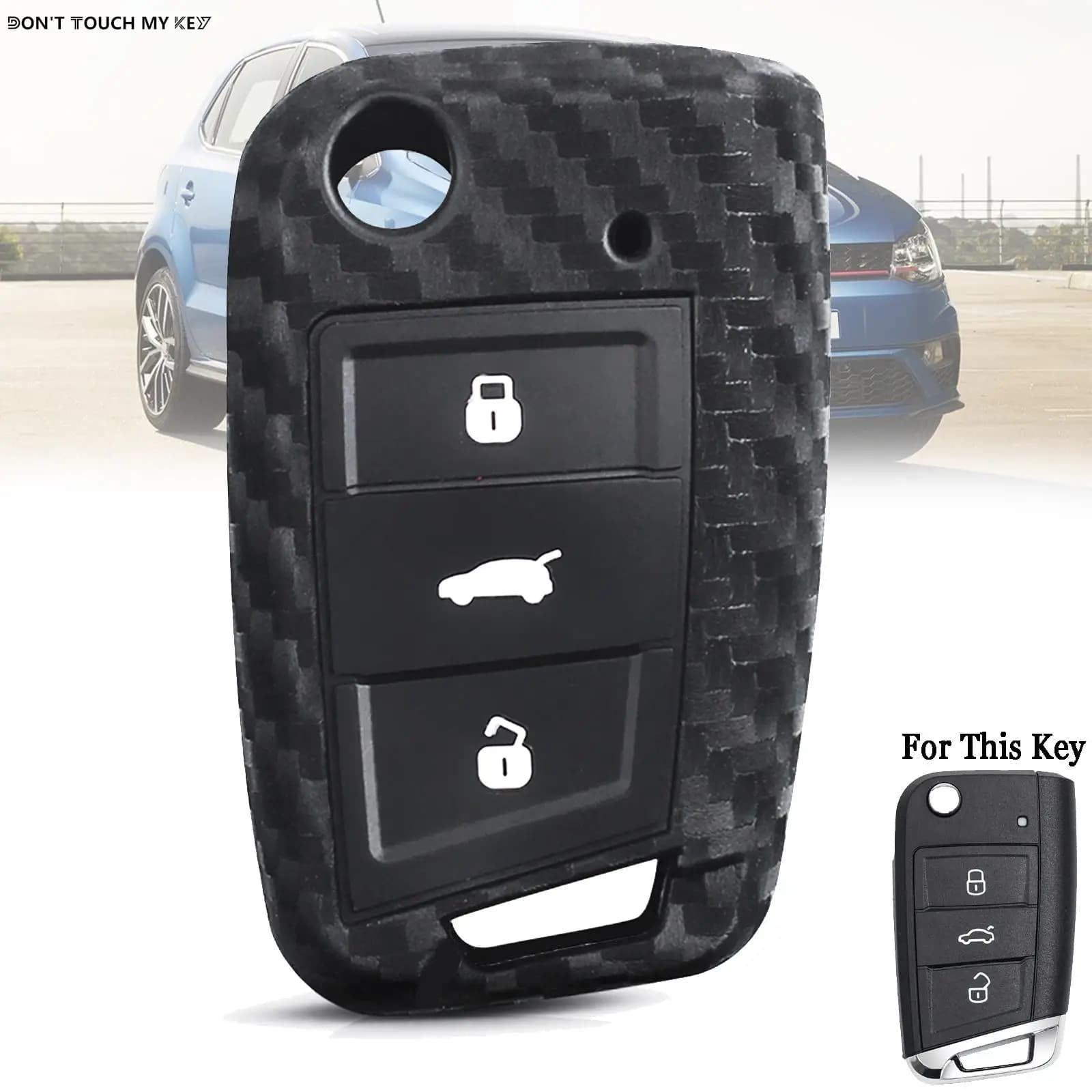 Custodia protettiva in gomma per chiave a distanza per auto in silicone in fibra di carbonio per VW Polo Golf 7 Tiguan Skoda Octavia Fabia Seat Leon Ibiza