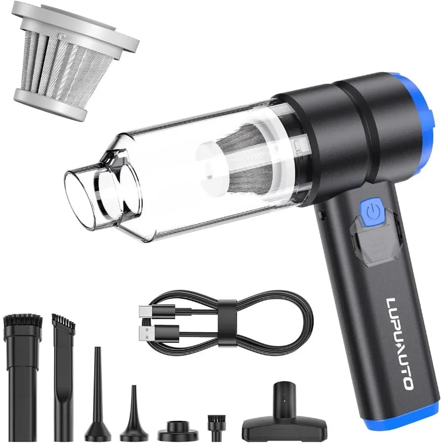 Aspirapolvere per auto portatile senza fili, aspirapolvere portatile 4 in 1 ad alta potenza da 20000 Pa, aspirapolvere portatile con motore brushless senza fili con 5200 mAh