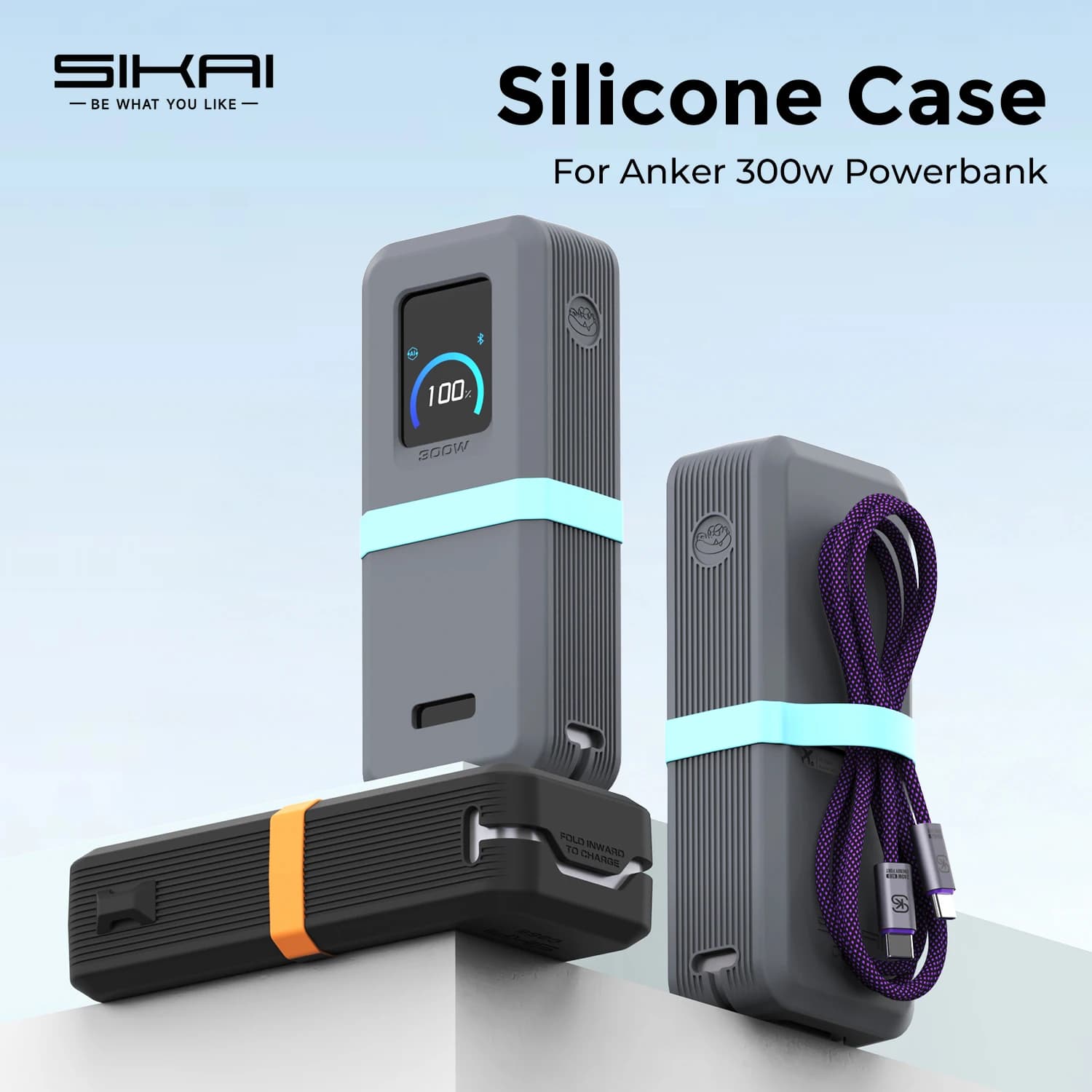 Custodia in silicone SIKAI per Powerbank Anker 300W 26250mAh, cover antiurto con tagli precisi