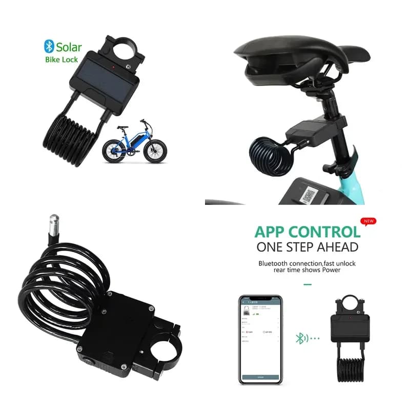 【CHIMU HOME】 New Design Long Battery Life Solar Panel Retractable Wire Smart with Bluetooth Theft Alarm for