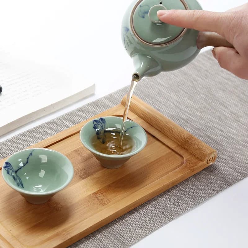 1 pz dipinto a mano fetta aperta tazza di ceramica ruvida incrinata di ghiaccio, tazza di tè di loto con smalto verde maestro giapponese, set da tè kung fu