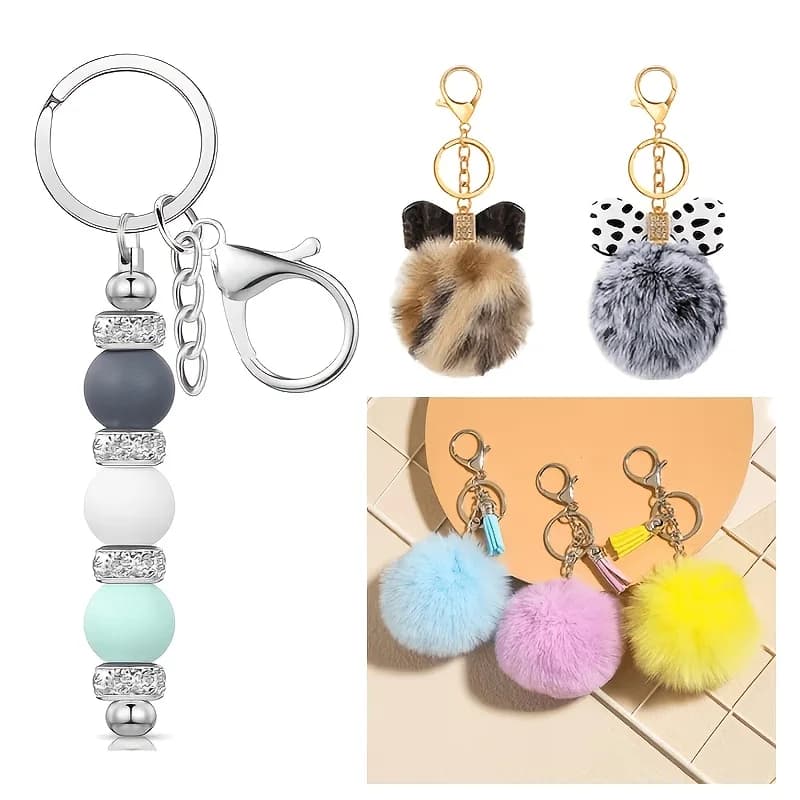 24pcs Blank Key Rings With Chains And Lobster Claw Clasps DIY Keychain Craft Making Jewelry Supplies Modern Essential Handicraft