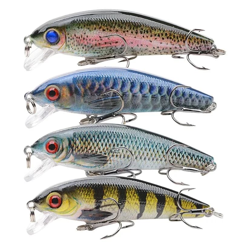 1 Pezzo 8CM 8.7G Esca da Pesca Crankbait Nera Minnow, Esche da Spinning Galleggianti Wobbler con Perline Sonore
