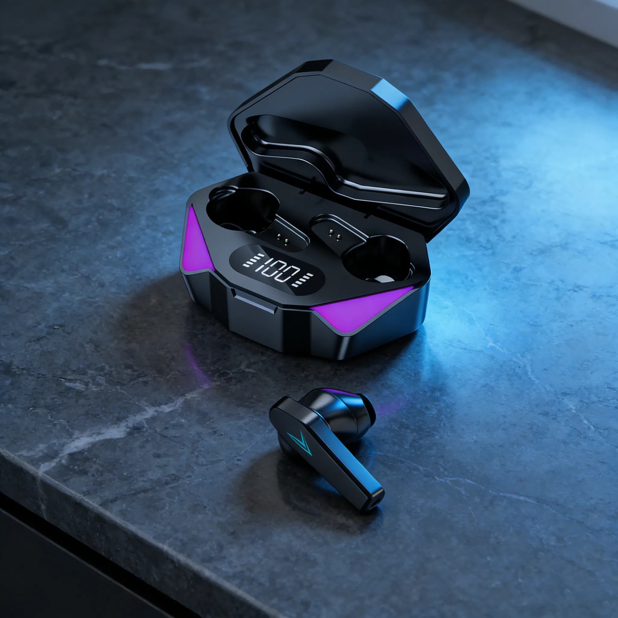 New wireless TWS Bluetooth headphones for players, with microphone and speaker function, compatible with smartphones.