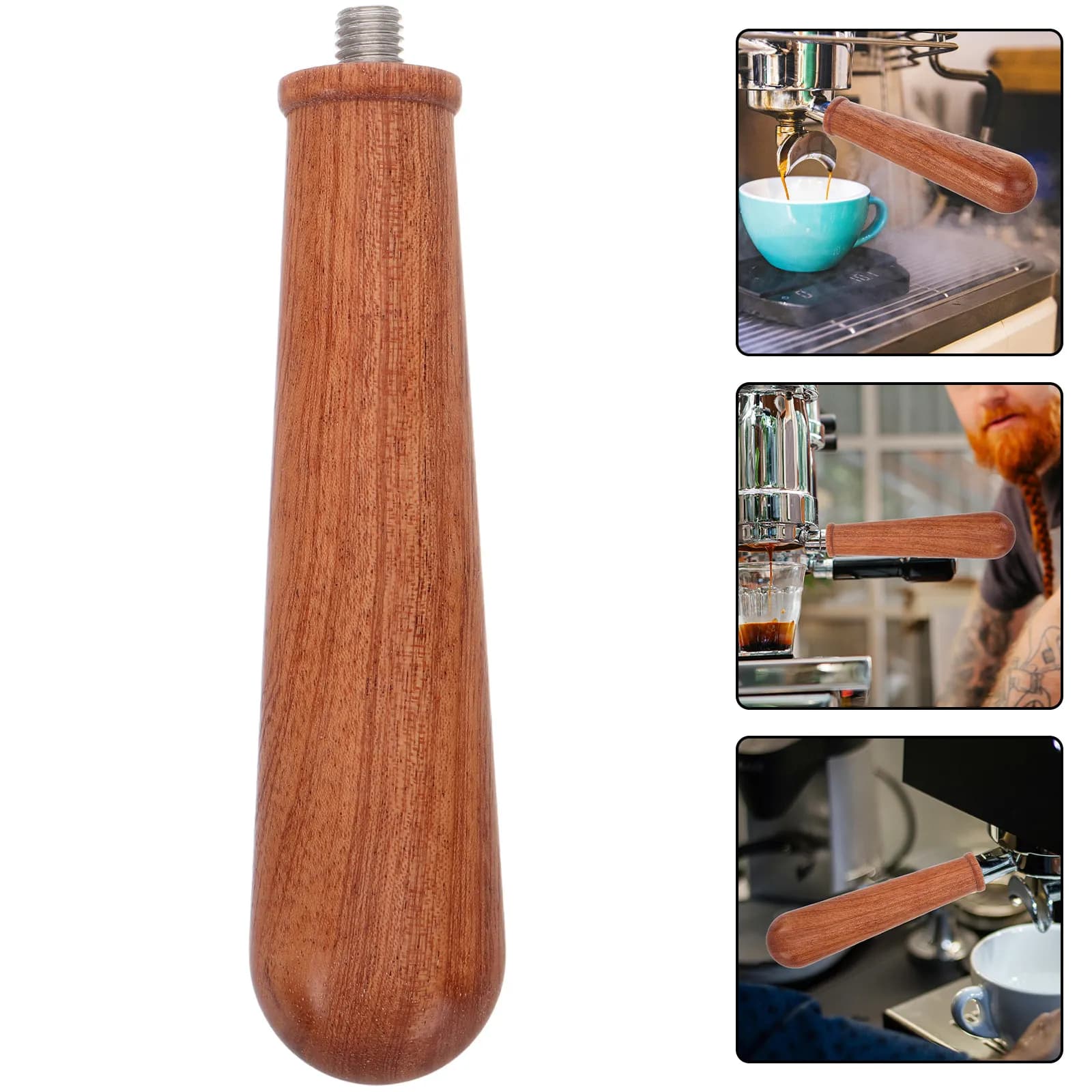 Italian Coffee Handle Replacement Wooden Bottomless Portafilter Handle Espresso Machine Accessories Coffee Maker Replacement