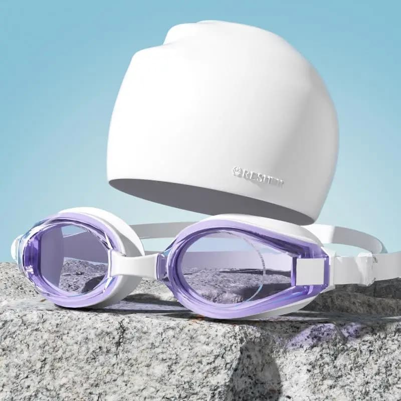 New Anti Fog UV Protection Swimming Goggles With Silicone Swim Cap Set For Adults Water Sports