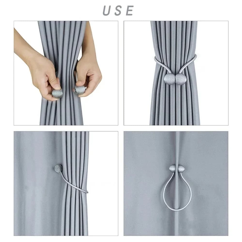 1/2/4Pcs Magnetic Ball Curtain Tiebacks Tie Rope Accessory Rods Accessoires Backs Holdbacks Buckle Clips Hook Holder Home Decor