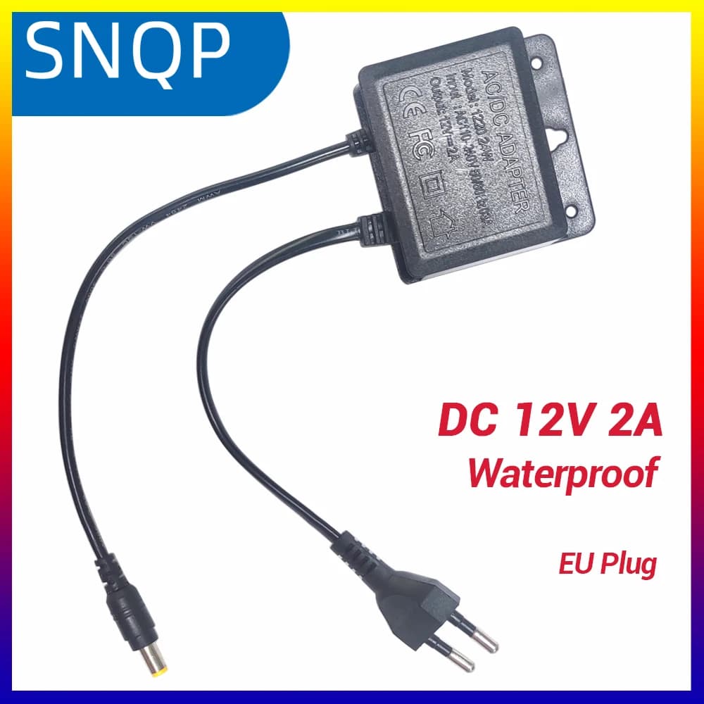 DC12V 2A Adattatore di alimentazione spina europea impermeabile per telecamera CCTV di sorveglianza di sicurezza Caricatore NVR DVR Ingresso AC100V-240V 5.5*2.1mm
