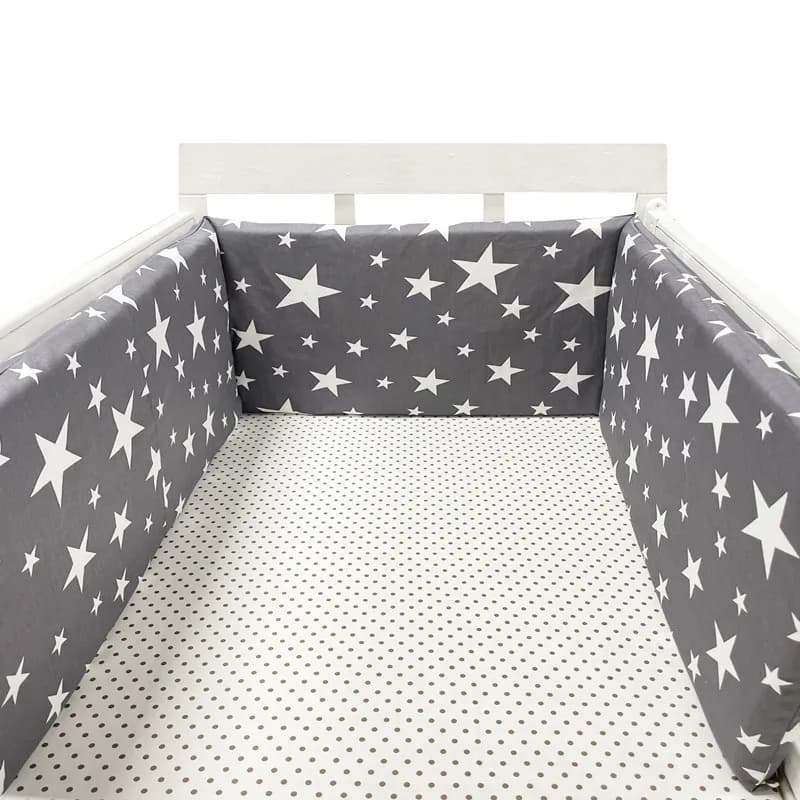 200x30CM Nordic Stars Baby Bed Thicken Bumpers Zipper Design One-piece Crib Around Cushion Cot Protector Pillows Bedding Sets