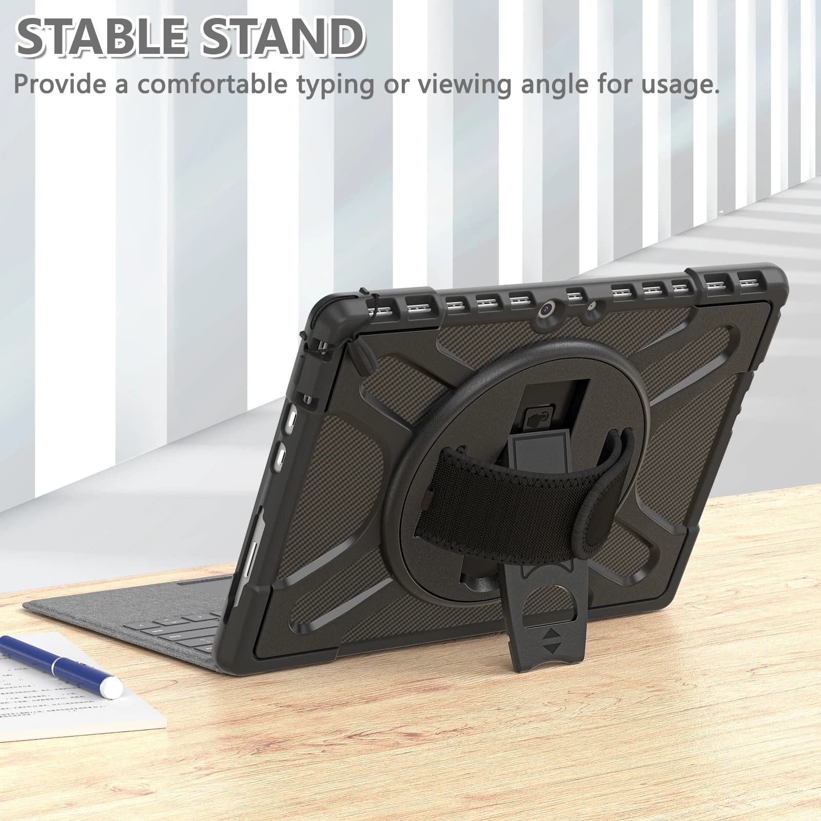 Custodia Protettiva Rinforzata con Angoli Rinforzati e Supporto per Microsoft Surface Pro 11 10 9 8 7 6 5 4 e Surface GO 1 2 3 4