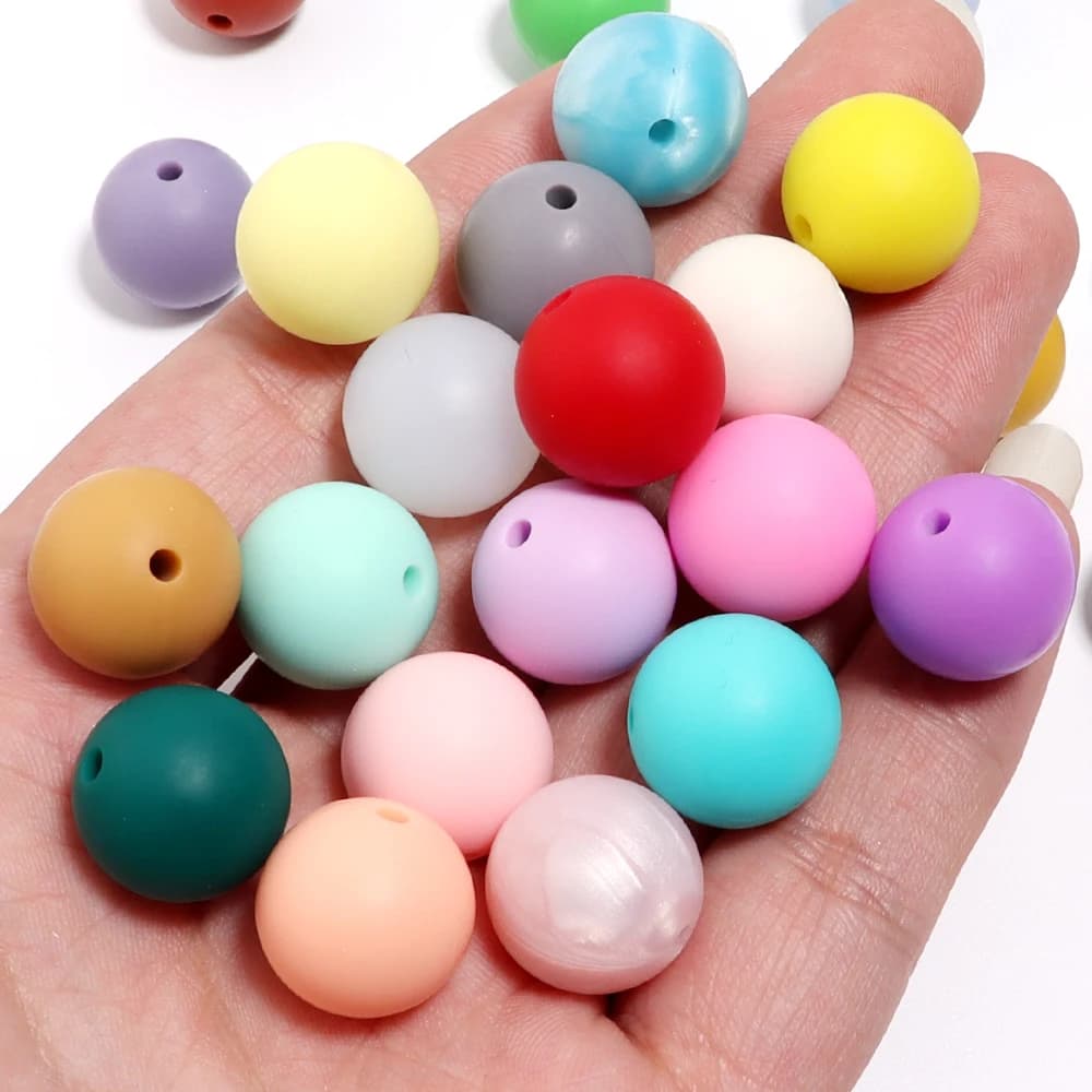 20pcs/lot 12/15mm Round Silicone Beads Candy Color Loose Spacer Bead for DIY Necklace Bracelet Jewelry Making Crafts Supplies