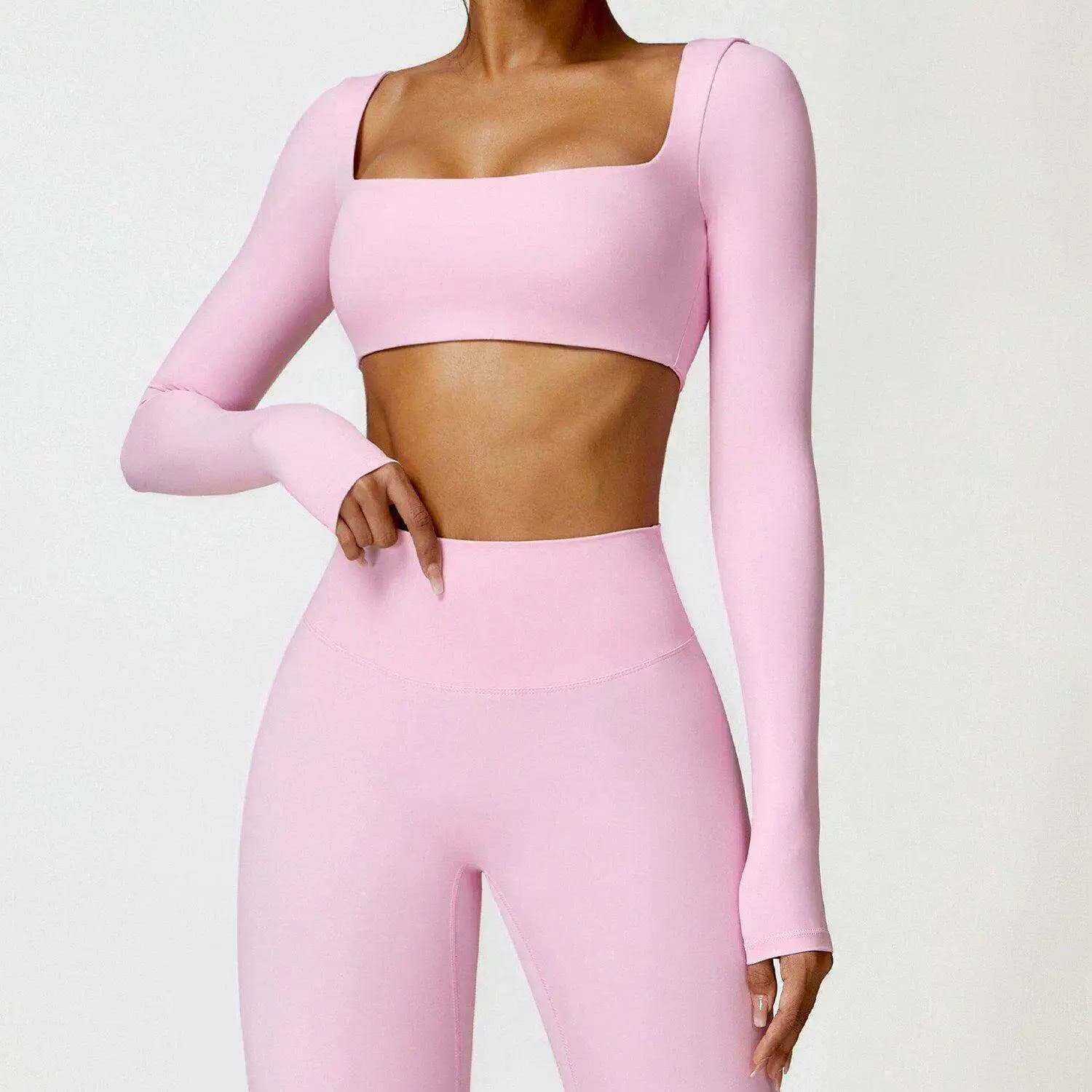 Abbigliamento Sportivo da Yoga per Donne, Top Corto a Maniche Lunghe in Pile con Imbottitura sul Petto, Traspirante e ad Asciugatura Rapida per Corsa all'Aperto, Ultra Elastico