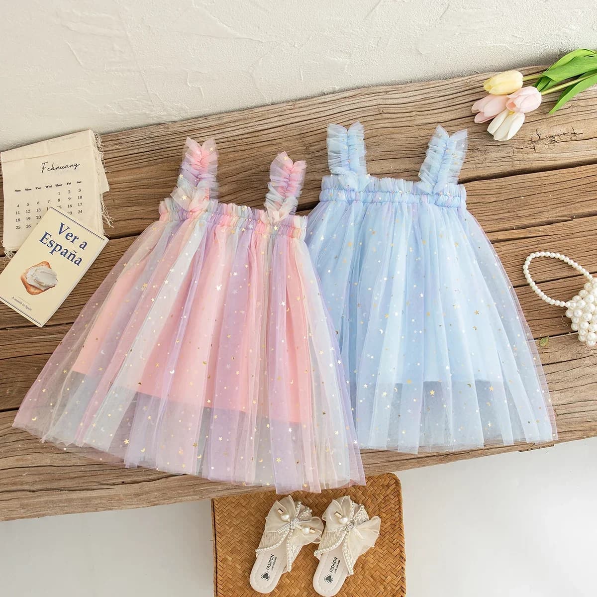Abiti per bambini Estate Paillettes colorate Maglia Abito per bambina Dolce fionda Ragazze Matrimonio Ragazza di fiori Abito per bambini Vestiti per neonata