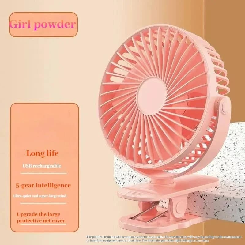 JKUOO 360° Rotate Clip On Fan,3 Speed Quiet USB Rechargeable Battery Mini Cooling Fan For Office Stroller Camping