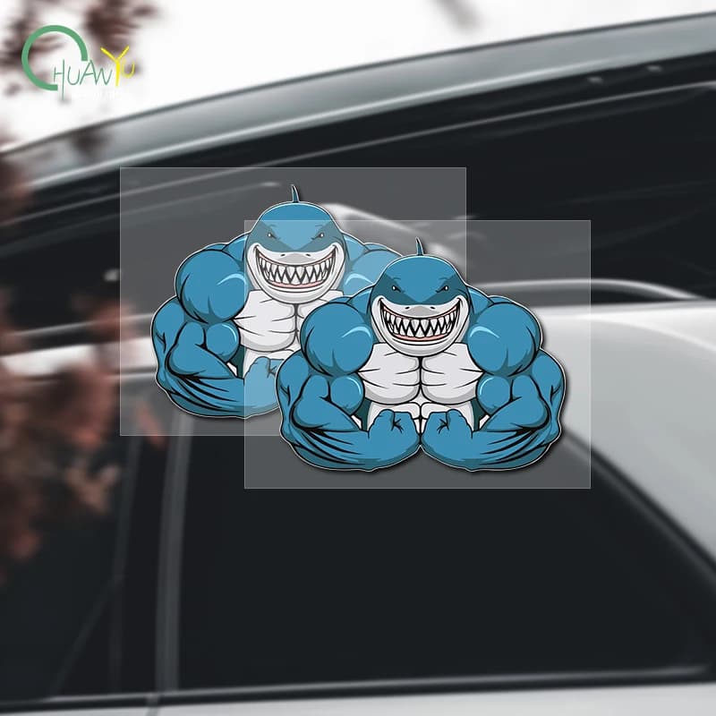 Adesivo per Auto Creativo a Forma di Squalo Muscoloso, Decorazione per Carrozzeria, Impermeabile e Riflettente