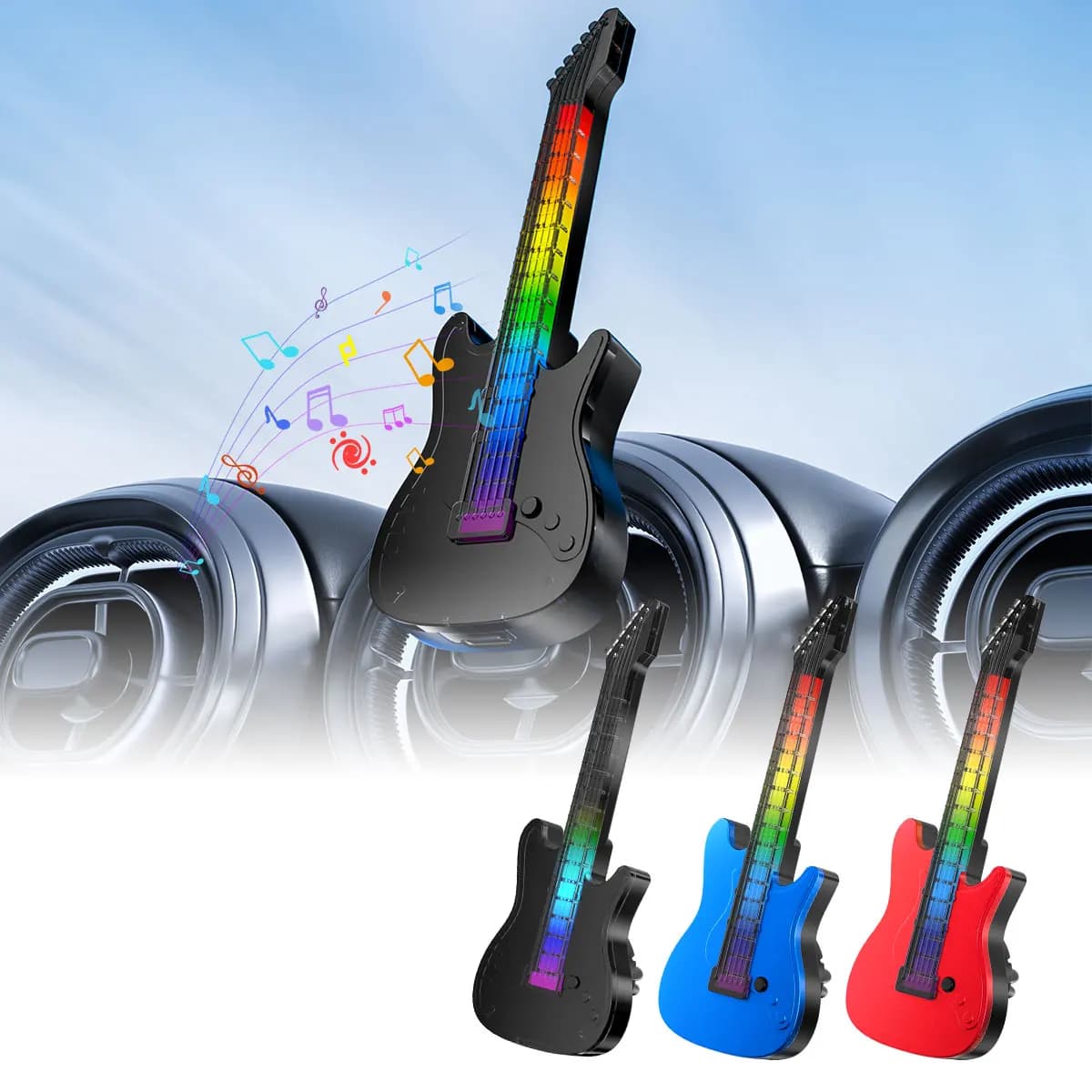 Car Deodorant Car Flavor Indoor LED Light Decoration Air output with rhythm lighting RGB flash light Guita Cologne